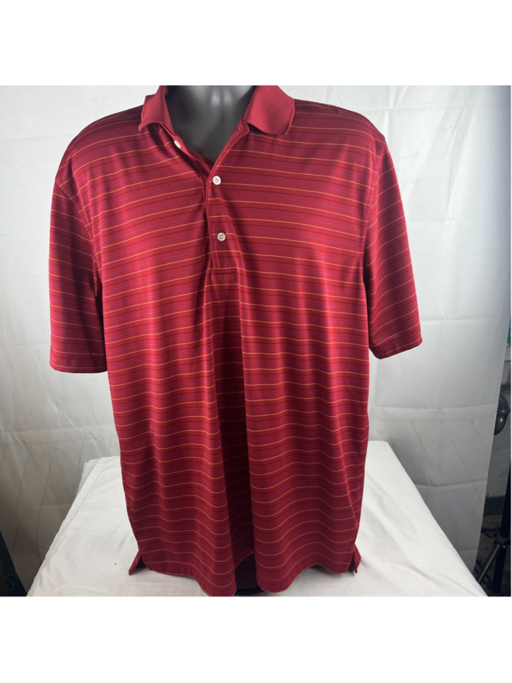Sz XL.Greg Norman Play Dry Men's Polo Red Striped Golf Shirt